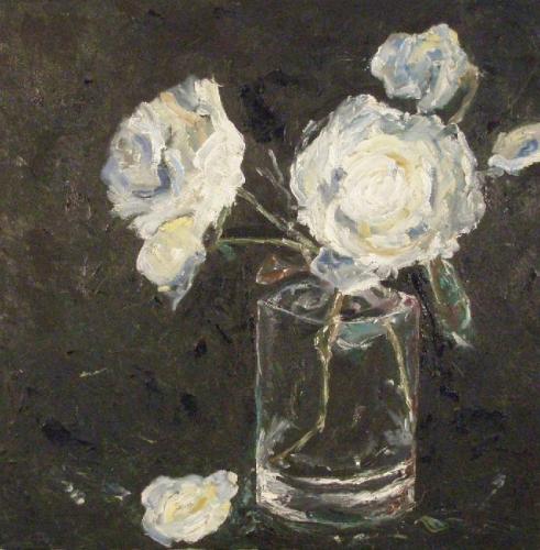 White Roses in a Glass